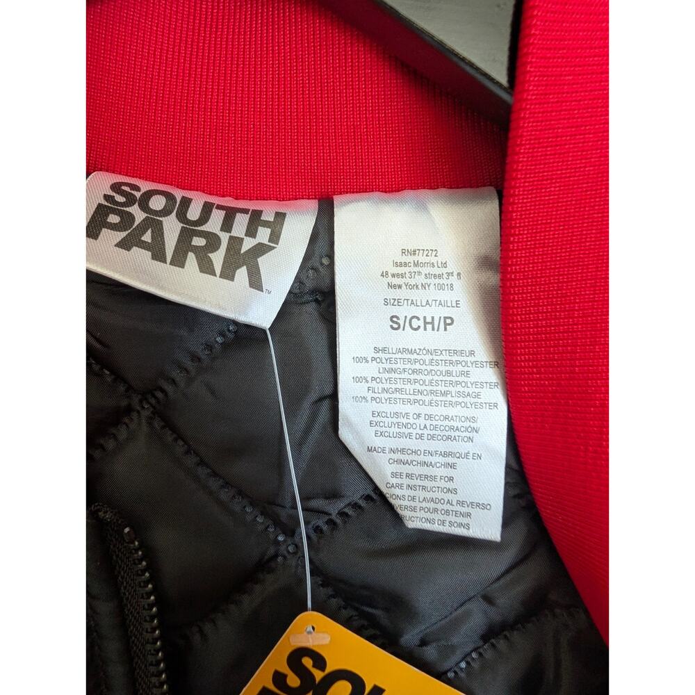 South Park Varsity Bomber Jacket Mens Small Black Graphic Print Lightweight NWT - Picture 3 of 4